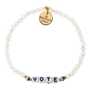 Nordstrom Little Words Project "VOTE" Beaded Stretch Bracelet Clear S/M